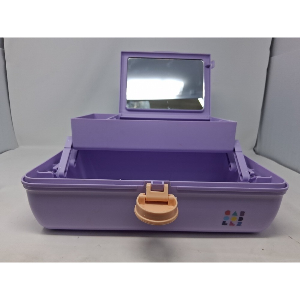 Caboodles Retro Green & Purple Makeup Case Organizer with Mirror & Carry Handle
